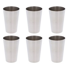 Set of 6 Stainless Steel Tumbler Drinking Glasses Metal Cups Tall Camping Party