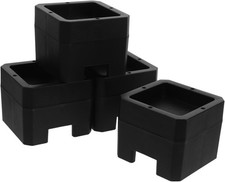 Heavy Duty 4 Pack Furniture Bed Risers Stabilizers 2 Inch Black Cushioned