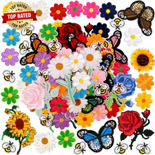 72 Pcs Embroidered Iron on Patches for Clothing Butterfly Flower Iron on Patches