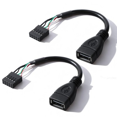 2 Pcs USB Header to-USB Port USB 2.0 Female-to Motherboard 9 Pin Header Adapt...