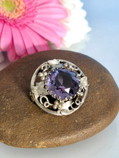 Traumhafte antike Brosche Silber 800, Handarbeit, Jugendstil, Amethyst Stein