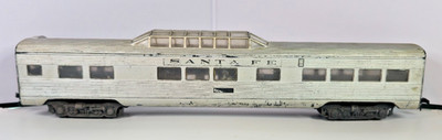 HO Scale Santa Fe Vista Dome Passenger Car #500 Silver Vintage Ribbed READ RTR