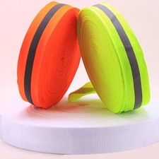 Beach volleyball boundary webbing with reflective strips for improved visibility