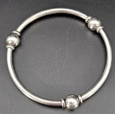 Tested Sterling Silver Bangle Bracelet 16.8g Ball Bead Design Unmarked