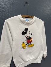 Vintage 80  s Mickey Mouse White Disney Sweatshirt Size Kids Large