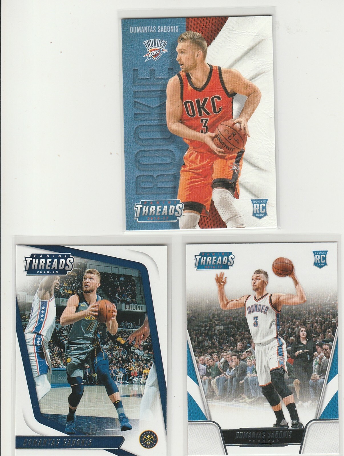 DOMANTAS SABONIS 2016-17 THREADS LEATHER SP ROOKIE #207 + BASE RC #151 +18-19