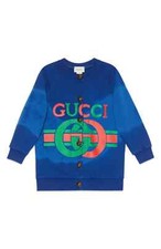 Gucci 290908 Girl's  Logo Graphic Cardigan, Size 10Y - Blue
