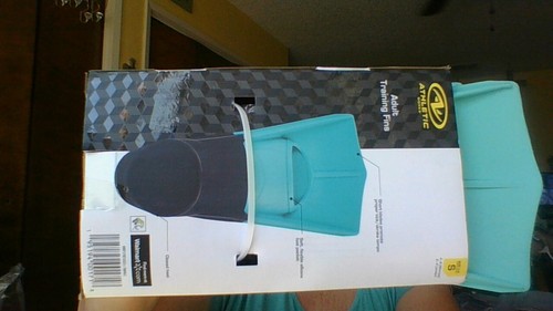 NEW Athletic Works Training Fins Size Small Women 4-6/Jrs 2-4 Teal Swim Flippers - Picture 6 of 14