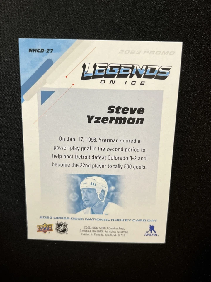 2023 UD National Hockey Card Day Legends On Ice NHCD-27 Steve Yzerman - Image 2 of 2