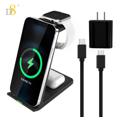 3 in 1 Charging Dock Station Multi-Function For IPhone/AirPods/iWatch with Plug