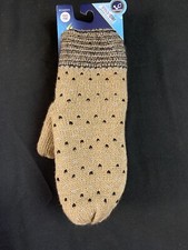 Isotoner Women's SmartDri Birdseye Knit Mitten Sherpasoft Spill Camel One Size