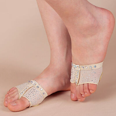 1 Pair Half Shoes Dance Paws Pad Foot Thongs, Rhinestone Ballet Dance Toe Pad