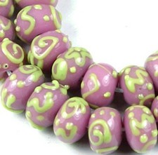 10 Lampwork Glass Egyptian Pink Rondelle Beads 13x9mm