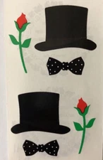 FORMAL Stickers(6pc) Mrs.Grossman's•Blk Top Hat•Roses•Tie•Wedding•Prom•Groom•