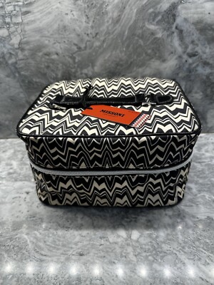 New MISSONI x Target Famiglia Black & White Zig Zag Train Case Make-up Tote