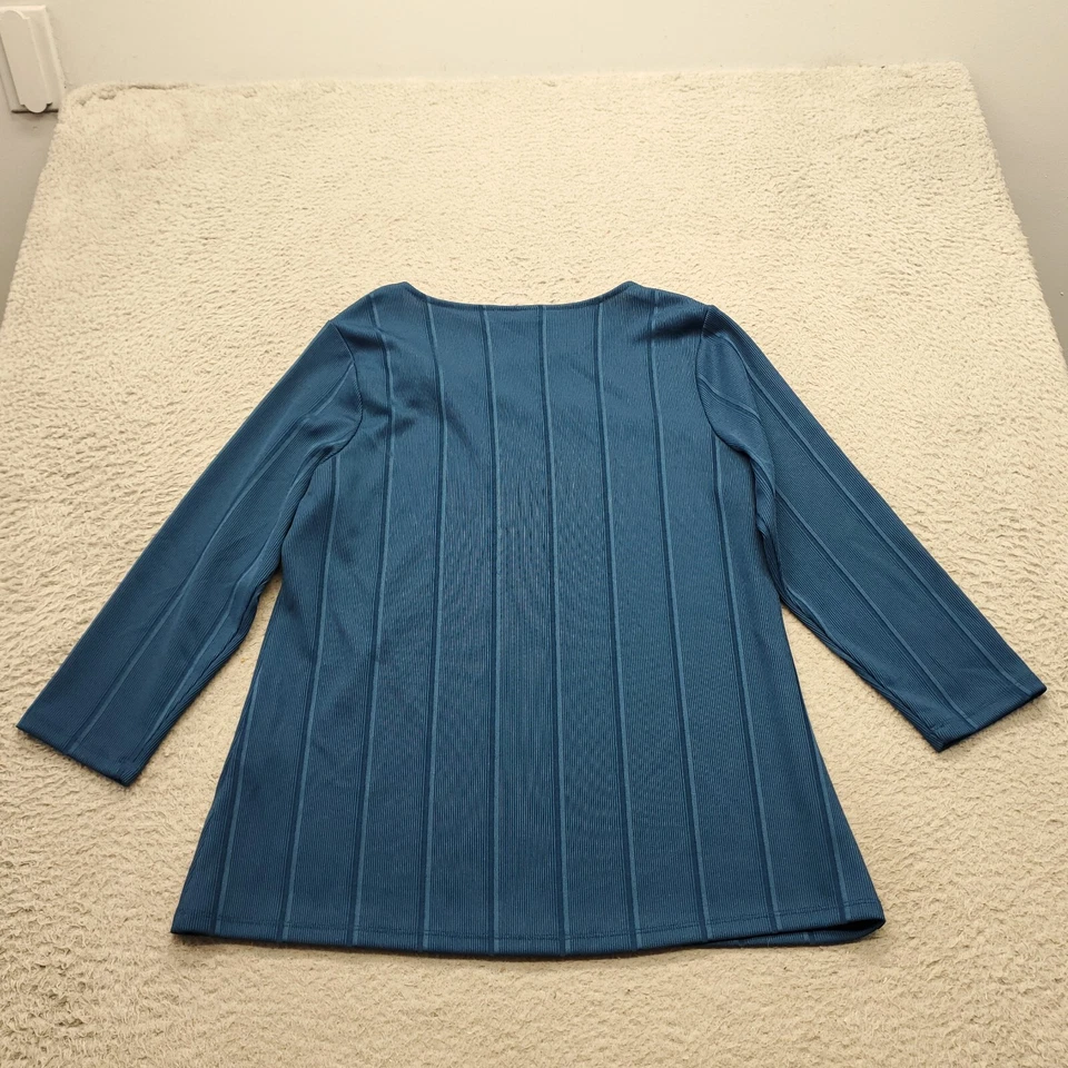 Alfani Sweater Womens Medium Blue Striped Long Sleeve Cutout Asymmetrical Neck - Изображение 2 из 4