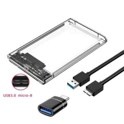 2.5'' SATA to USB 3.0 Clear HDD/SSD Enclosure Hard Drive Disk External Case 