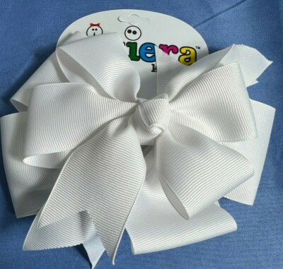 Riviera Kids 6'' White Hair Bow with Barrette Style Closure