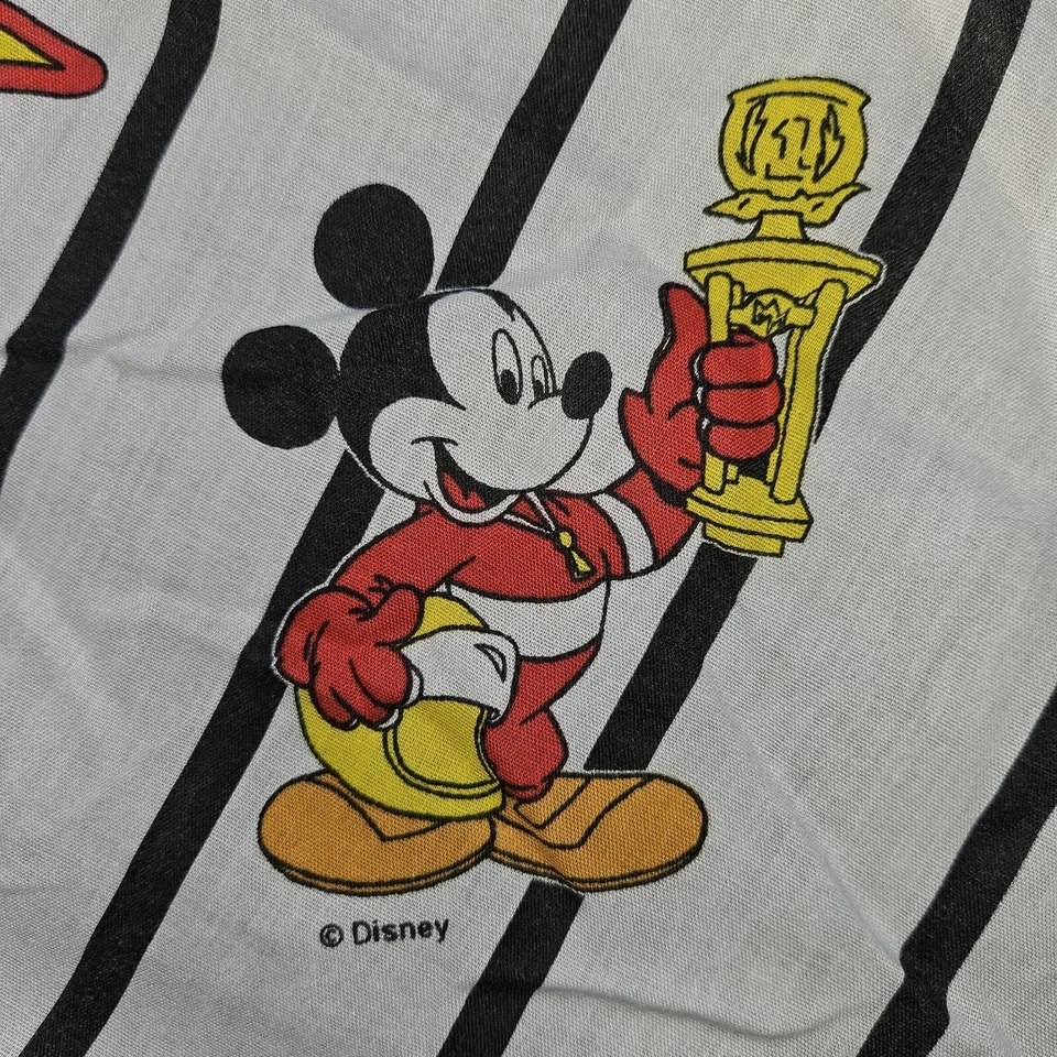 Vtg Disney Dundee Crib Sheet Fitted Mickey Mouse Car Racing Donald Duck USA - Image 2 of 4