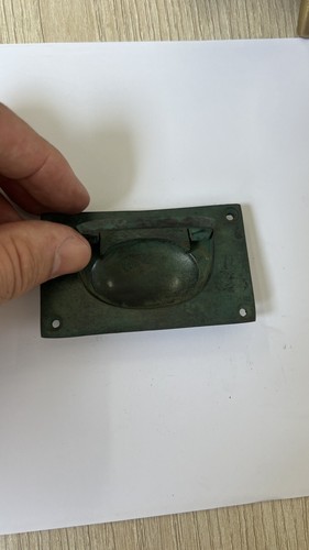 6 lift up handles heavy SOLID BRASS old style screw recessed trunk Flush Green - Picture 7 of 11