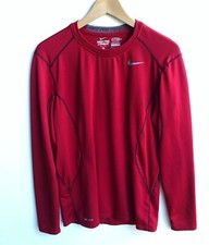 Nike PRO COMBAT Dri-Fit Red Long Sleeve FITTED Shirt Men  s Medium