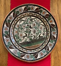 XL Mexican Tlaquepaque Tonala petatillo shallow bowl JOSE BERNABE 16" diam.