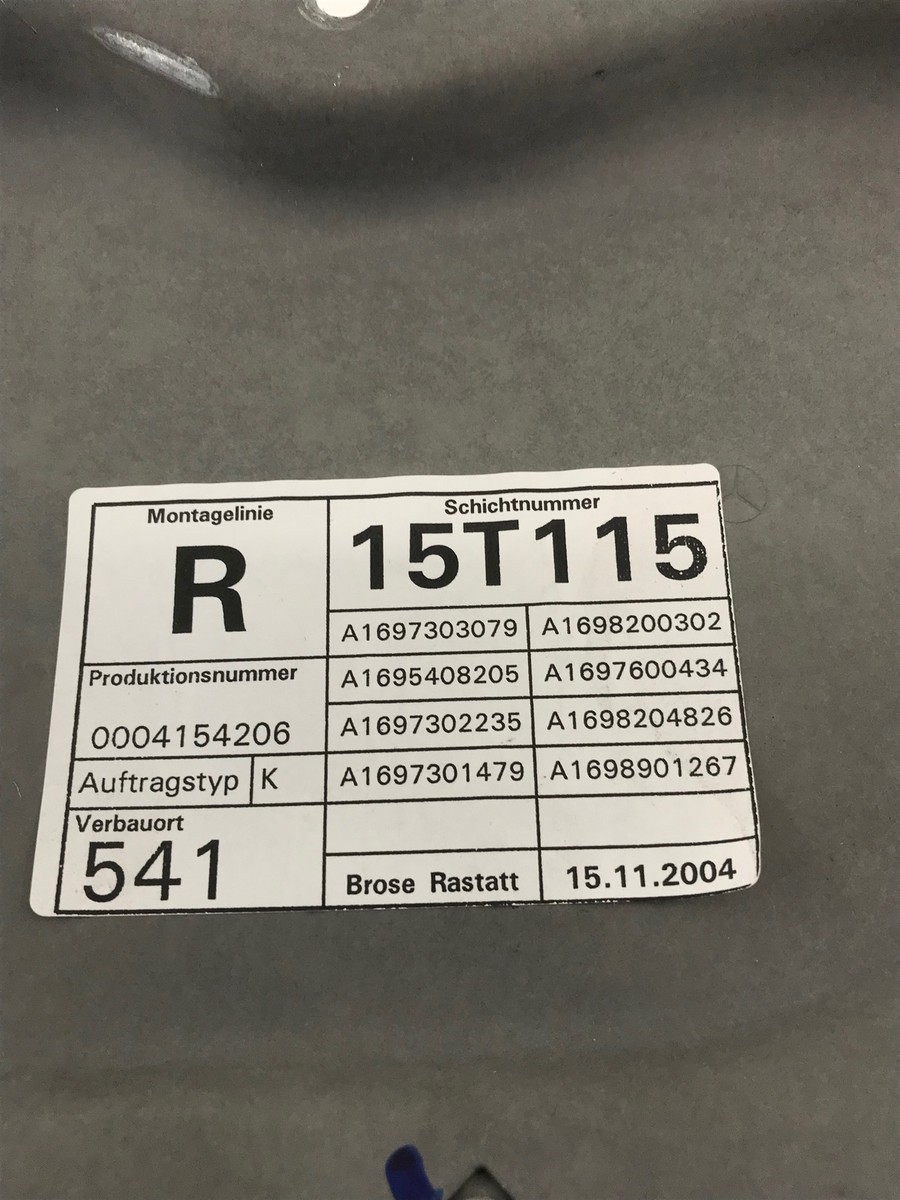 A1697301479 Window Mechanism Manual Rear Right MERCEDES Class A  