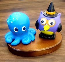 Bath Animal Bath Toys Octopus  Owl 4" Lot of 2