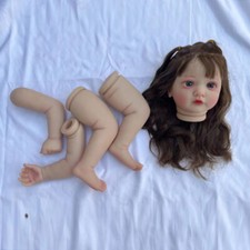Unfinished 24" Reborn Baby Doll Kit Toddler Girl Ayana Long Brown Hair Handmade