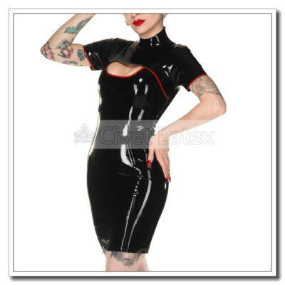 chinese dress ladies Matte Wetlook Dress with Lace Up Back – Deadly Couture Inc main image 1