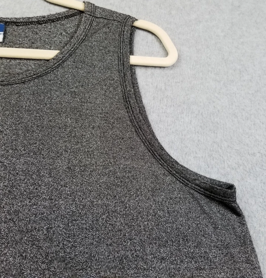Camiseta sin mangas Old Navy para mujer grande L negra plateada metálica sin mangas elástica de lujo Foto 3 de 4