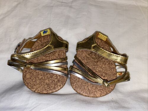 Build a Bear Sliver/Gold Heel Sandals w/ Tie - Picture 1 of 4