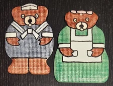 Pair of Rare Vintage Hand Painted Shafford Teddy Bear Spoon Rests or Wall Decor