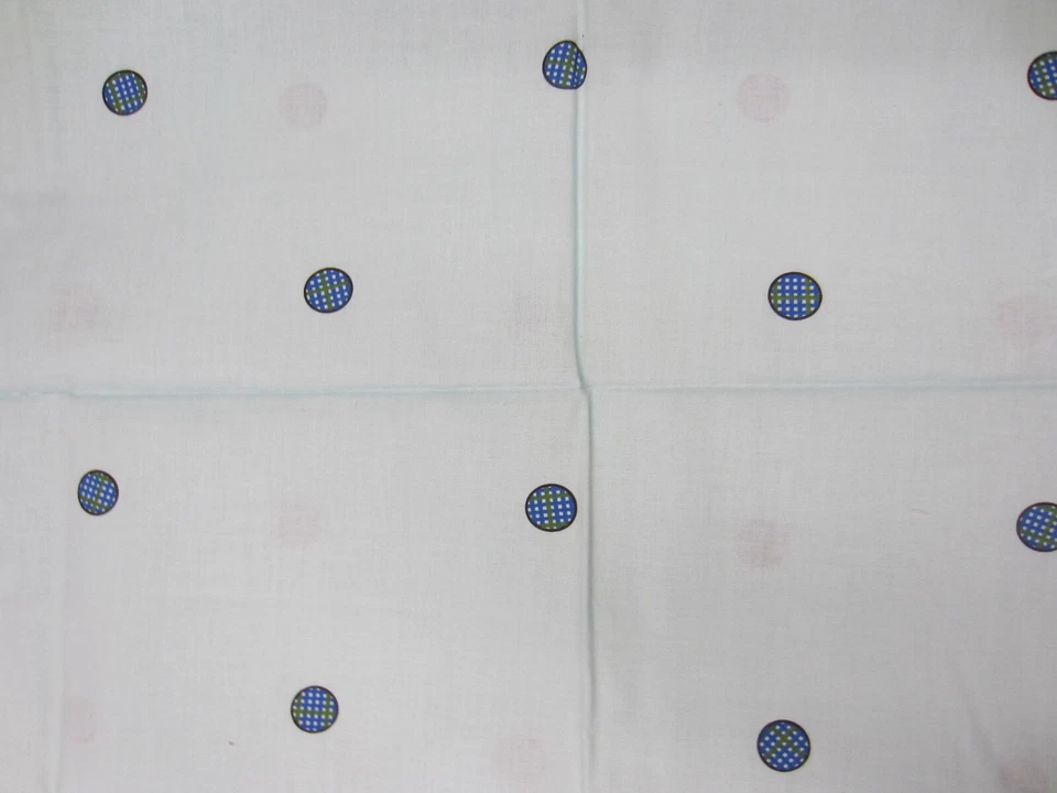 Tela de tela ancha de algodón con borde de cachorros a cuadros a lunares azul verde vintage 2 yardas Foto 4 de 4