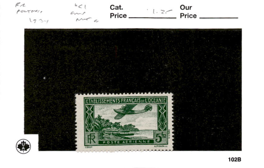 French Polynesia, Postage Stamp, #C1 Mint Hinged, 1934 Airplane