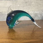 Art Glass V. Nason & C Murano Italy Cobalt & Emerald 6" Dolphin Italian Figurine