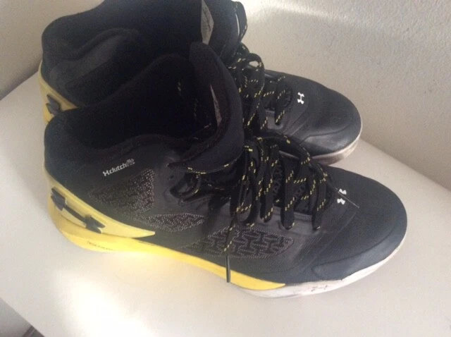 Under Armor Charged Basket Ball Shoes Size 6Y Black Yellow Clutch Fit Drive