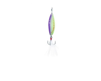 Clam Panfish Leech Flutter Spoon Glow Chartreuse Purple 1/32 oz #14 Treble Hook