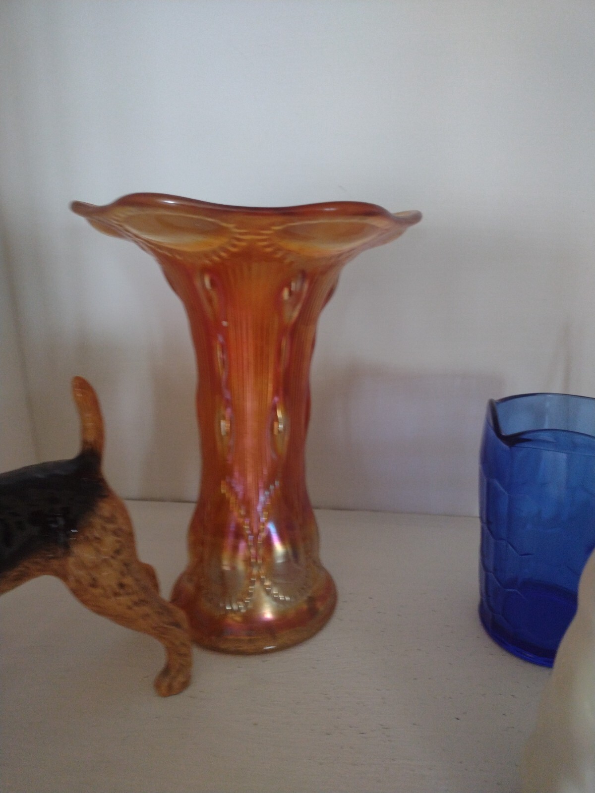 Imperial Glass Beaded Bulls Eye Carnival Vase Marigold eBay