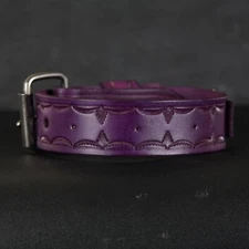 Custom Leather Dog collar. 1.5 inches Wide. Western Design. Purple