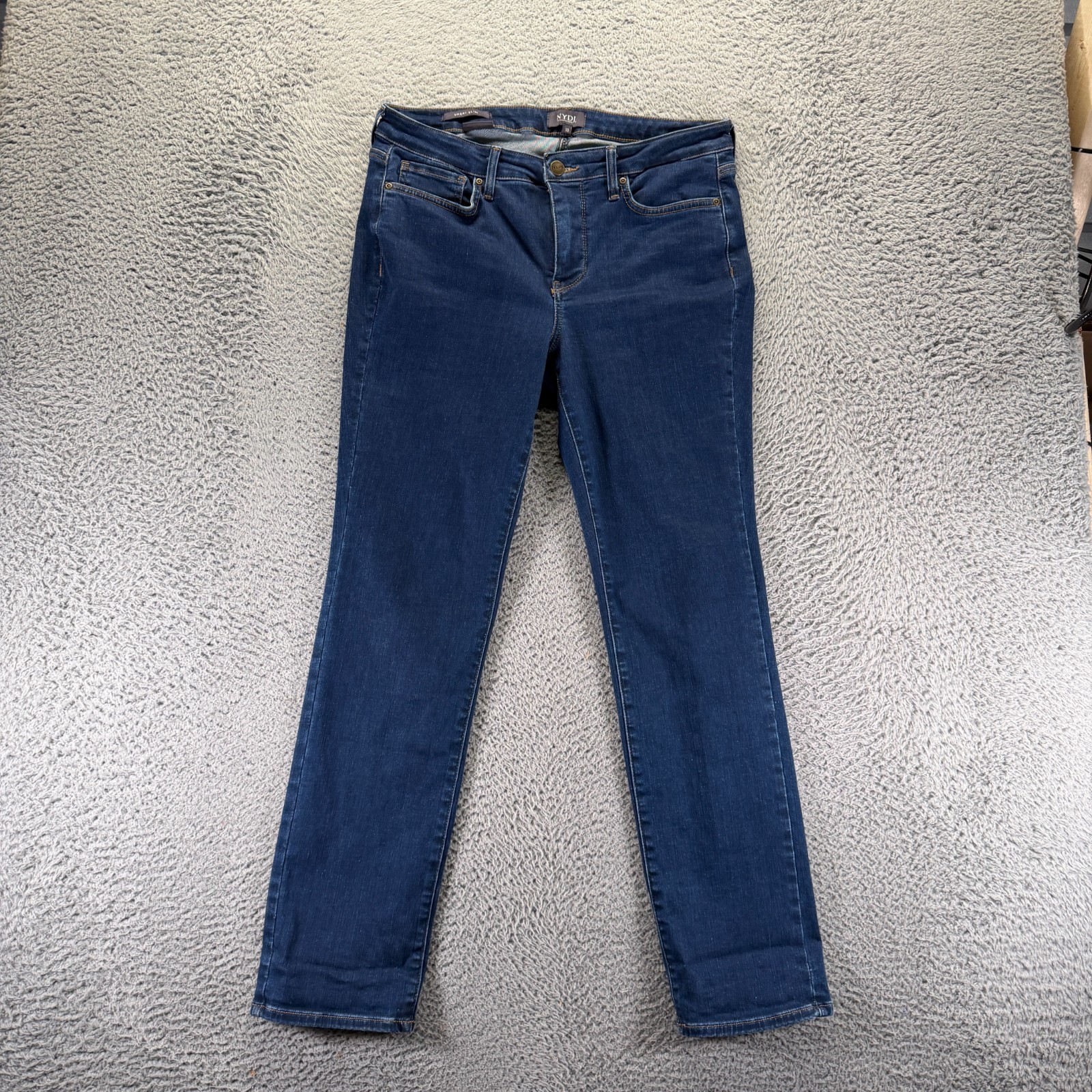 Womens 10 Blue Cotton Denim Skinny Slim Workwear Travel Stre