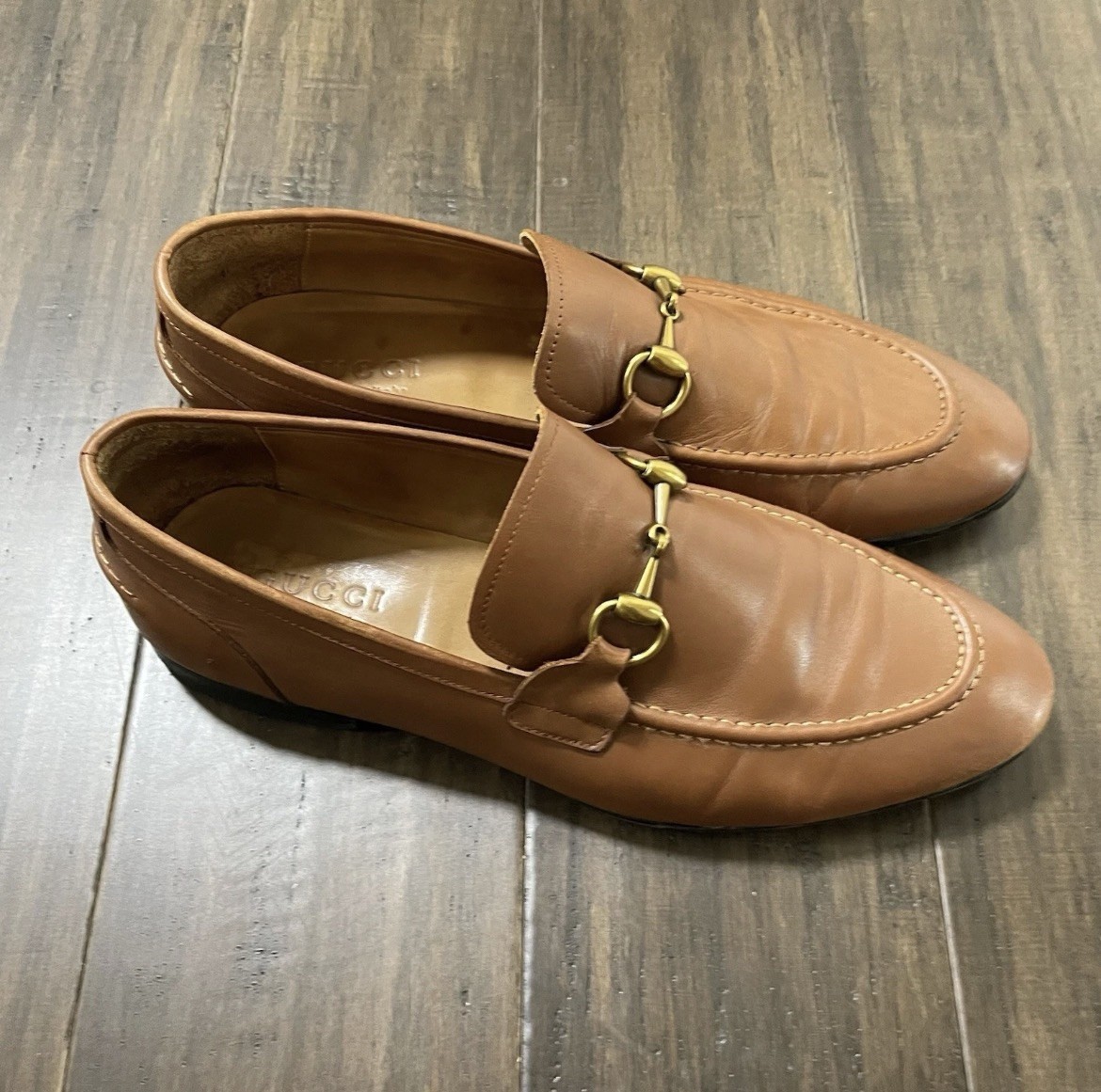 Gucci Jordaan Horsebit Leather Slip On Loafer Brown Size 44  display picture 2