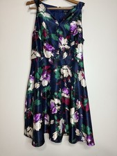 Nine West Floral Sleeveless A-Line Dress - Blue and Purple in size 16