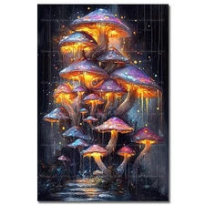 FANTASY MUSHROOMS ART PRINT, Cottagecore Forest Decor, Colorful Mushroom Poster