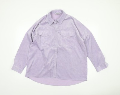 Stradivarius Damen lila Cord Knopfleiste Langarmshirt Größe 12