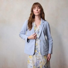 NWT Women's LC Lauren Conrad Notch Collar Summer Weight Blazer  Size M Blue
