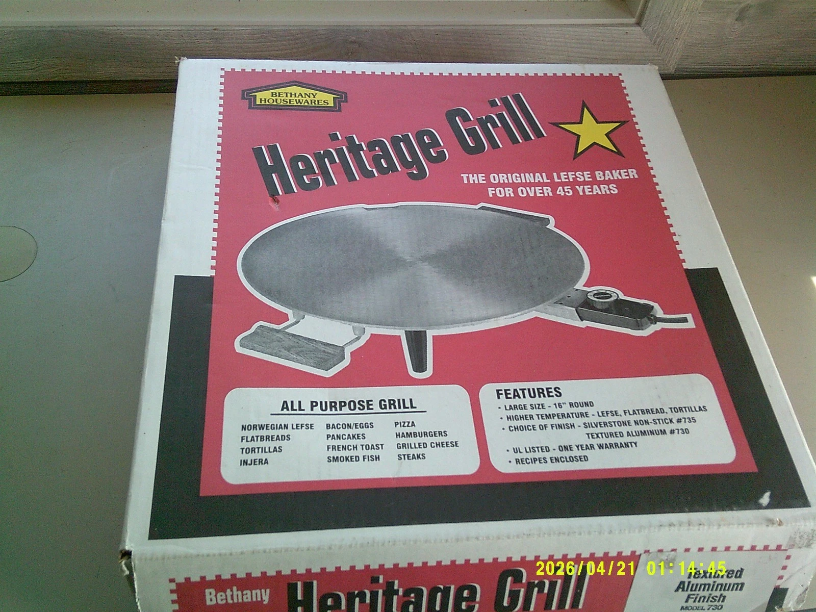 Bethany Housewares Heritage Grill Lefse Maker Griddle Satin Finish 16" 730