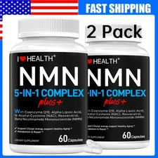 2 PACK NAD+ NMN Supplements Enhance Muscle Anti Aging Focus Booster 120 Capsules