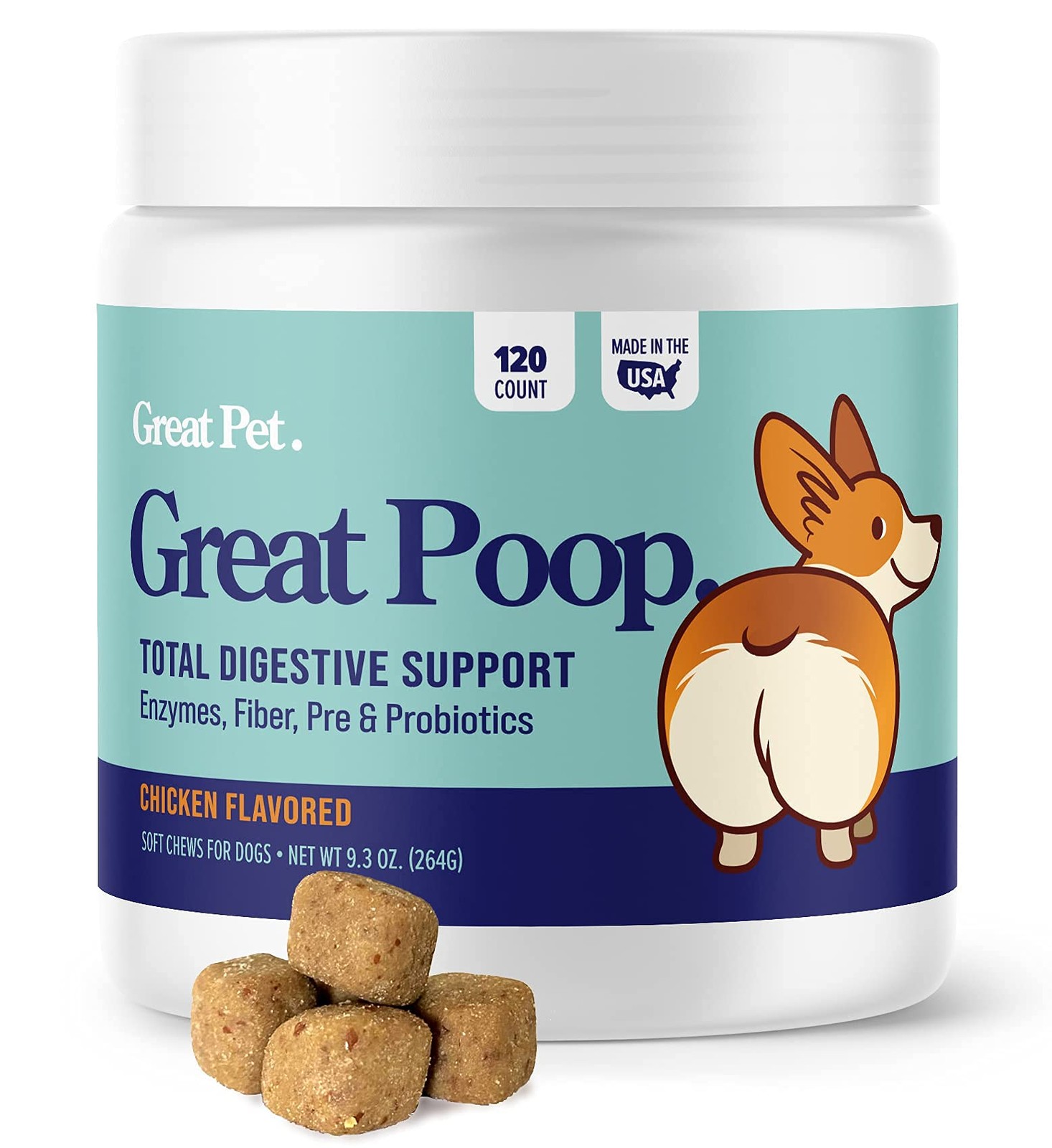 Great Poop Probiotics for Dogs - Fiber for Dogs Supplement with Dog Probiotic...