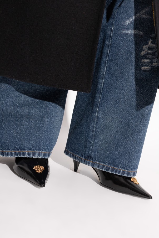 Versace - Women - Leather ankle boots with heels - Black thumbnail 2